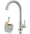 Cold Water Faucet Only,Brushed Nickel Stainless Steel Single Handle Single Hole Faucets High Arc Cold Water Sink Faucet for Kitchen,Outdoor, Garden and Bar.(Free Water Supply Lines)