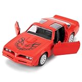 1:36 Pontiac Firebird Trans Am Toy Car, Diecast Pull Back Model Car, Doors Open, Collection Kids Toy for Aged 3 and up, Gift Red