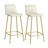 SONGJIEE Juego de 2 taburetes de Bar, taburetes de Bar, taburetes de Altura con Patas de Metal y reposapiés, taburetes de Bar clásicos de Cuero PU para Isla de encimera de Cocina