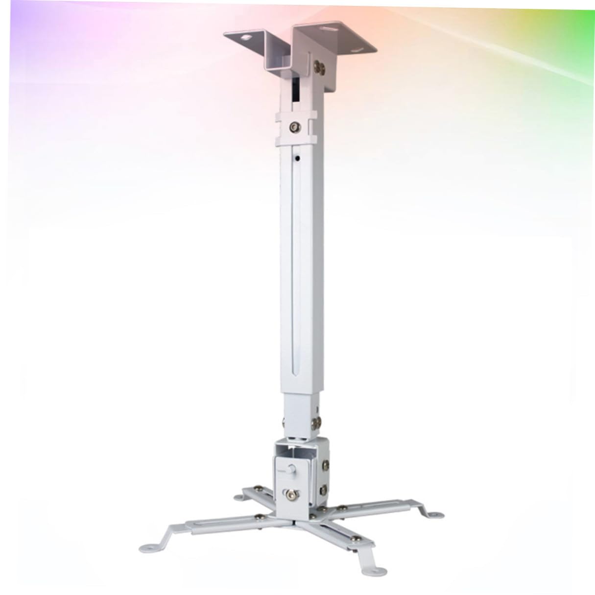 Supporto a Soffitto per Proiettore Regolabile 15kg in Ferro Bianco | Supporto da Soffitto per Proiettore, Canalina Regolabile, Piastra a Soffitto, 4 Bracci Snodati Doppi