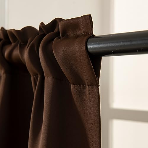 Pickluc Rod Pocket Tier Curtain - Half Blackout Curtain for Kitchen, Bathroom, Cabinet, Basement, 42 Inches Wide and 24 Inches Long, Chocolate Brown, 2 Panels by Pickluc - Used condition - Image 5