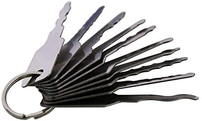 Loboo Idea Car Jiggler Lock Pick Set, 10 Piece Full Master Key for Auto Car, Multi-Purpose Key for Car Doors, Auto Jiggler Lock Pick Set and Repair Tools (10 pcs, Silver White)
