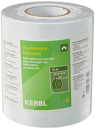 Kerbl 29832 Reparatur-Klebeband, Weiß, 25m lang, 10cm breit, 0.2mm stark, 1 Stück
