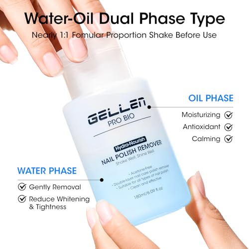 Gellen Non Acetone Nail Polish Remover, Non Toxic Fingernail Polish Remover for Quick Dry Nail Polish, Ocean Scent Dual-phase Nourishing Gentle Nail Polish Remover with Easy Push-down Pump, 6.09 Fl Oz — view 3