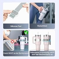 Magnetischer Telefonhalter für Stanley Cup,Verstellbarer Wasserflasche Telefon Ständer für Magsafe mit 3 verschiedenen Längen Gurte,Wasserflasche Handy Mount Zubehör Passt Gym Laufband Fahrrad – Ansicht 4