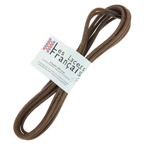Les Lacets Français. Lacets ronds et épais. 3mm, Coton. Marron Chocolat. 90cm FABRIQUE EN FRANCE – vue 2