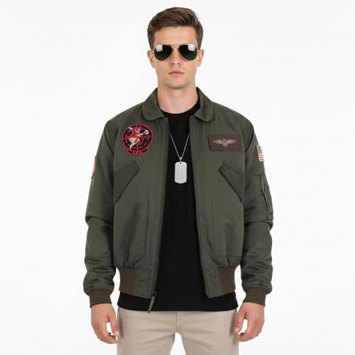 Miniatura 2 de Coolchange Disfraz De Top Gun, Chaqueta De Maverick, Kaki, Talla: S