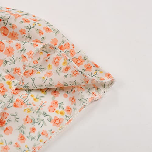 Balatale Toddler Girls Summer Dresses 3T 4T Floral Smocked Dress For Girls Casual Puff Sleeve Playwear Dress With Bag Orange #TOP4