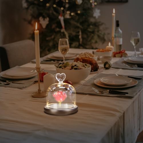 Flor preservada en cúpula de vidrio con luces creativas para centro de mesa y hogar 5