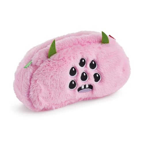 Back2Fun - Portatodo Reversible Monster, Estuche Escolar un Compartimento, Portatodo Rosa y Lila, Portatodo Tacto Peluche, Cierre Cremallera, 230 x 120 x 60 mm