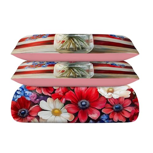Housse de couette fleurs rouges blanches bleues pour une chambre ado moderne - 4