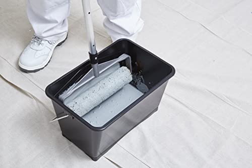 ProDec 15-Liter großer Farbeimer aus Kunststoff, 100% recycelter Kunststoff, mit Metalltragegriff für alle Arten von Farbe und Kleister, geeignet für bis zu 300 mm breite Farbrollen