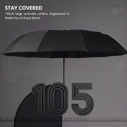 Image of STAR WORK Small Wooden Handle Compact UV Protection Umbrella, Automatic Open Hook Handle Stick Golf Umbrellas for Rain, Sun & Wind Protection.