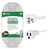 ELECTERY Extensão Elétrica Reforçada para Eletrodomésticos, 14 Awg - Plugue Plano Aterrado de 3 Pinos, Fio de Alimentação Branco para Ar Condicionado Interno E Todos Os Principais Eletrodomésticos