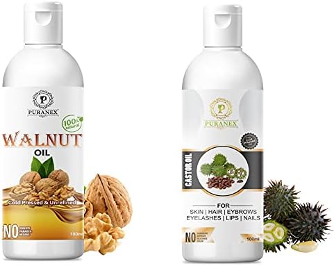 PURANEX 100% PURE & NATURAL WALNUT OIL & CASTOR OIL 100ML (COMBO PACK OF 2) 200 ML