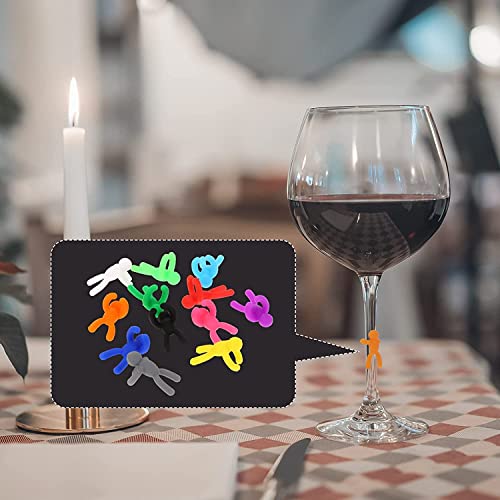 12 pçs amuletos de copo de vinho em silicone em formato de pessoas etiqueta de copo de vinho para co