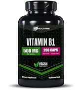 Healthfare Vitamin B1 500mg | 200 Capsules | Thiamine Supplement | Supports Overall Health | Non-...