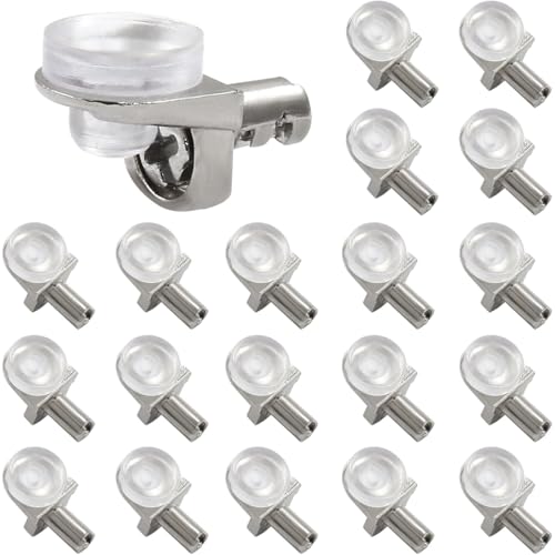 Reggimensola Vetro con Ventosa, 20 Pezzi Supporti per Mensole vite di Espansione, Staffe per Mensole, per Ripiano Metallo Vetrine Dispensa Scaffalature