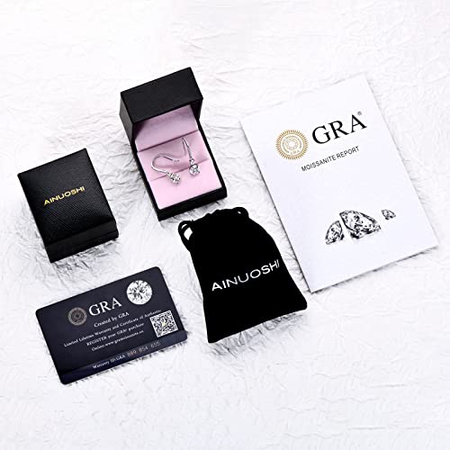 Ainuosh Moissanite Dangle Earrings For Women, 925 Sterling Silver Moissanite Diamond Earrings 1Ct D-E Color, 18K White Gold Plated, Hypoallergenic, Jewelry Box Packed #TOP5