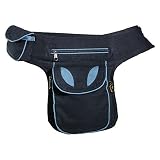Kunst und Magie Goa Schulter-Bauchtasche Gürteltasche Hippie PSY, Farbe:Schwarz/Grau