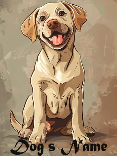 Beaudio Customized Diamond Painting Kits - Personalied Your Dog's Name with Labrador Retriever of Our 128 Breeds of Dogs - DIY Round Drill 5D Diamond Art Print for Home Wall Decor