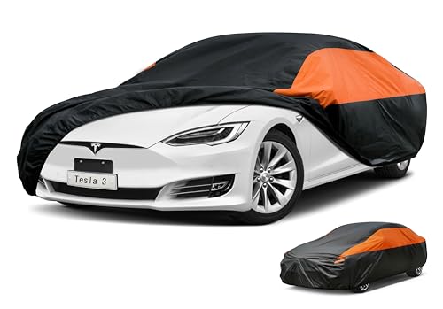 Image of GUNHYI Tesla Car Cover Custom Fit Tesla 3 Waterproof All Weather for Automobiles, Lightweight Full Exterior Cover Outdoor Sun UV Rain Dust Snow Wind Protection.