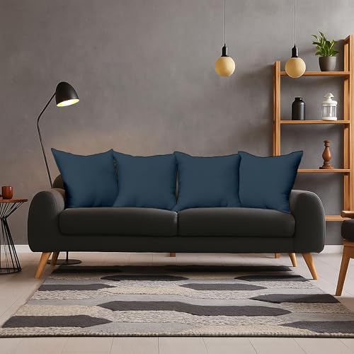 Image of Premium Polyester Fiber Cushion Fillers - Pack of 5 Pcs | 18 x 18 Inches | Navy Blue| Cushions, Sofa Pillow, Cushion for Sofa, Cushion for Bed, Decorative Pillow