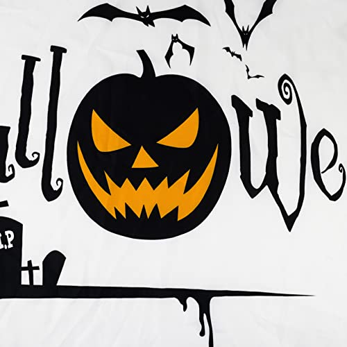 Hvest Happy Halloween Shower Curtain Magic Witch Broom Spider Web Pumpkin Bat Shower Curtains Black White Halloween Fabric Shower Curtains Sets With Hooks For Bathroom Decor, 72W X 72H Inches #TOP6