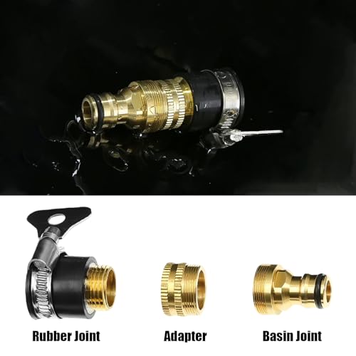 Image of 3-in-1 Brass Universal Tap Connector, Quick Connect Water Pipe Adapter, Pipe Connector for Tap 3 /4 and 1 /2 Inch, Durable and Versatile for Bathroom, Kitchen, Garden, Outdoor, Car Washing