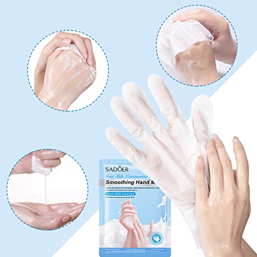 6 Pairs Moisturizing Hand Mask Gloves For Dry Hands,Hand Peel Mask Natural Collagen Spa Gloves Intensive Hand Repair Gloves For Repair Dry Cracked,Rough Damage Skin For Women & Men(Milk) #TOP5