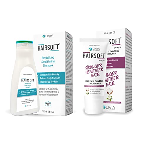 HAIRSOFT Revitalizing Conditioning Shampoo and Conditioner || Dermatologically Recommended || Anti Hairfall || Proven Ingredients for Hair Growth || By Livia Healthcare (Shampoo and Conditioner)