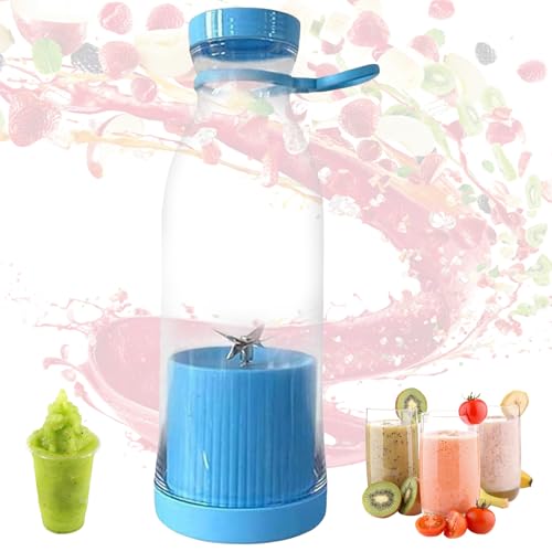 Portable Blender - 18000 Rpm, Smoothie Blenders with Lid and Stainless Steel Blades for Shakes and Smoothies, USB Charging, Drinking Smoothies to Cool down Quickly in Summer (Blue)