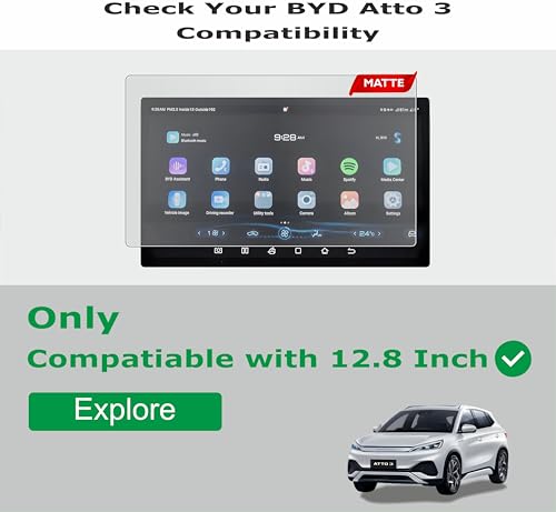 Image of OHAYO Matte Screen Protector Combo for BYD ATTO 3 EV 2024 & 2025 | Fits Explore Variant | 12.8 Inch Rotating Infotainment Touchscreen and 5 Inch Instrument Cluster Guard | 9H Hardness, Military Strength, Scratch Resistant, Anti-Glare, HD Clear | Not Tempered and Not Glass