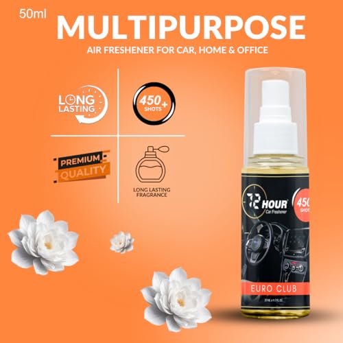 Image of 72hour Euro Club Car Perfume 50ml - Long Lasting Premium Fragrance - Multipurpose Air Freshener for Car, Home & Office - Miski Fragrance