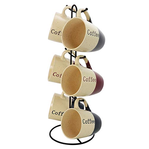 Elama Coffee House 6 Piece 12 oz Mug Set with Complimentary Stand