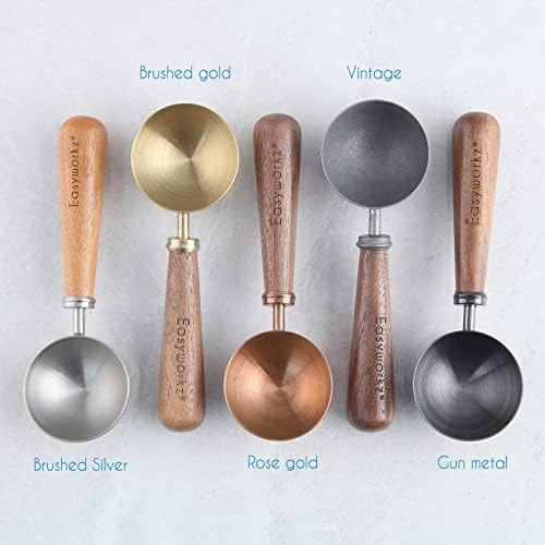 Easyworkz Retro Stainless Steel Coffee Spoon With Black Walnut Handle,10g Measuring Spoon (Brushed Gold)
