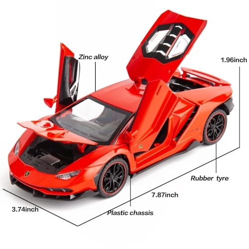 Image of 1:24 Lamborghini LP770 Die-Cast Alloy Sports Red Car Model - Metal Pull Back Toy Car