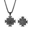 Oidea Vintage St Benedict Medals Necklace: Stainless Steel Cross Pendant Christian Sacramental Medal Ward off Evil Protection Jewelry Religious Gift for Men Women, Black #1