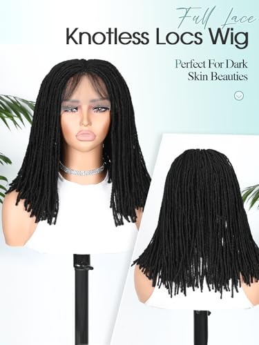 Quickwig Quick Wig Full Lace Dreadlock Wig With Baby Hair Short Faux Locs Wig For Black Women And Men Lightweight Pre-Plucked Micro Locs Wig African American Synthetic Twist Braid Wigs thumb #1