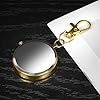 FUNGORGT Minimalist Ultra Thin Open Face Quartz Pocket Watch with Key Buckle Unisex Portable Unisex Pocket Watch, D-Gold, Quartz Movement #3