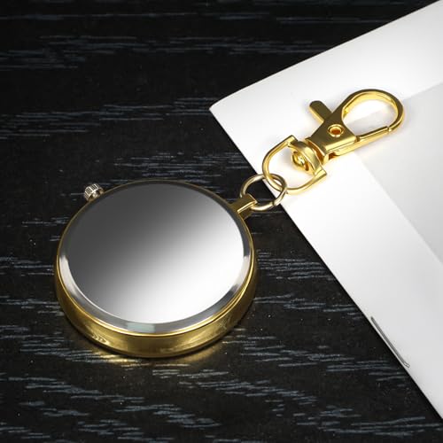 Image of Minimalist Ultra Thin Open Face Quartz Pocket Watch with Key Buckle Unisex Portable Unisex Pocket Watch