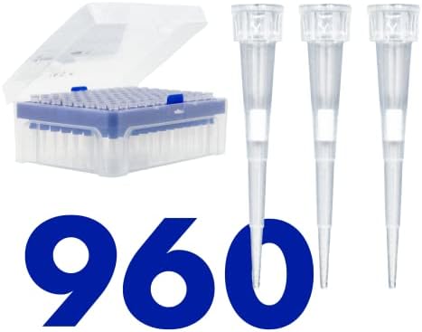 Kashi Scientific 10 uL Universal Filtering Racked Laboratory Pipette Tips, Sterile Dnase/Rnase Free, Pyrogen Safe [10ul, Filtered, 960 Tips]