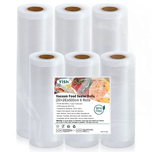 Vakuumierbeutel Vakumierfolienrollen Vakuumbeutel Lebensmittel Vakuumrollen: YISH 6 Vakuumierfolies 20x3/28x3/500cm Folienrollen for Film Sealer, Folienbeutel für Vakuumiergerät Sous Vide Vacuum Bags Cover
