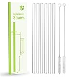 LEPCY 12 inch Reusable Straws for Stanley & Simple Modern 40 OZ Tumbler. 6 Plastic Replacement Straws + 2 Cleaning Brush. Clear and BPA Free, Protective Brush Handle Protects Your Finger