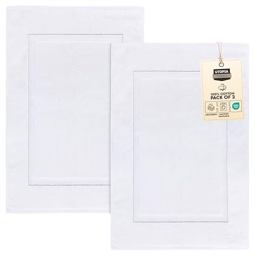 Utopia Towels - Lot de 2 Tapis de Bain en 100% Coton - Tapis Salle Bain - Lavable en Machine (53 x 86 cm) (Blanc)