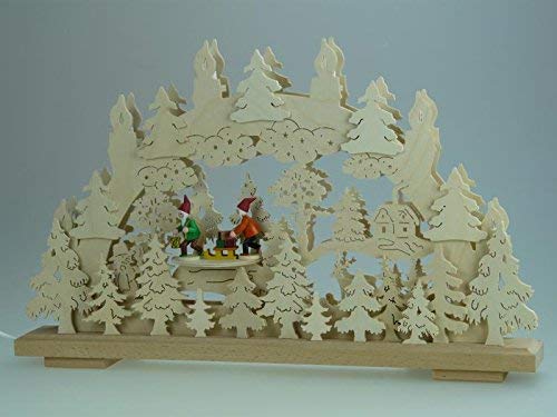 Chandelier arc lumineux artisanal des monts Métallifères avec lutins 50x31 cm