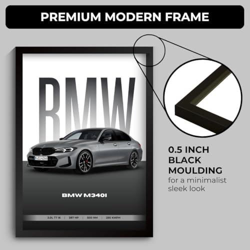Image of BMV M340i Poster | Framed A4 Sized (31 x 23 cm) | Car Posters for Wall, Gift for Boys | Supercar Frames | BMV Poster M340i Sportscar Frame | Car Posters for Wall, Bedroom, Hostel, Study Room (F 169)
