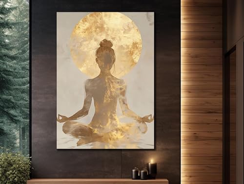Tableau abstrait doré yoga TONGYINLI 50x70 cm décoration murale salon