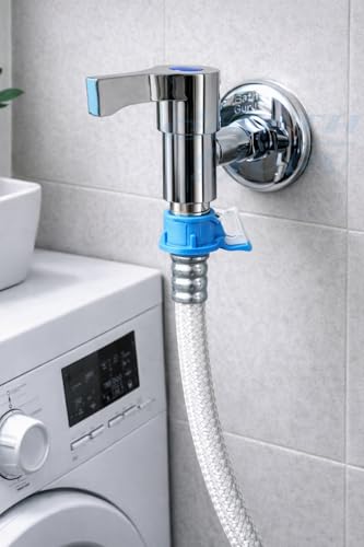 Image of BATH GURU Washing Machine Tap | Durable Wall Mounted Zinc Faucet with Ergonomic Plastic Handle | Sleek Chrome Finish Water Tap for Bathroom & Garden | Reliable Nozzle Tap for Home Use