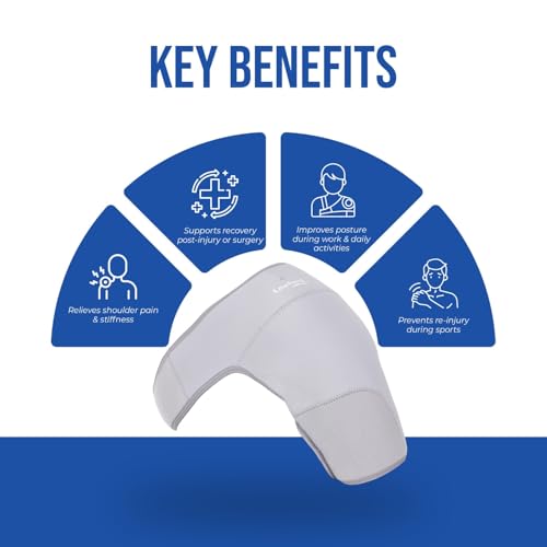 Image of Leeford Shoulder Support Belt for Pain Relief | Shoulder Belt with Neoprene Material | Rotator Cuff Brace for Men and Women | Right and Left Shoulder Support for Recovery